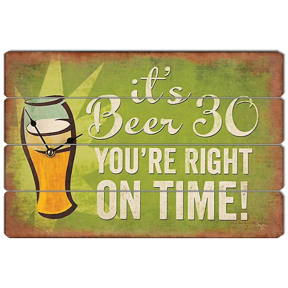 Image of Sign-A-Tology Beer 30 Right On Time Vintage Wooden Sign - 24" x 16"