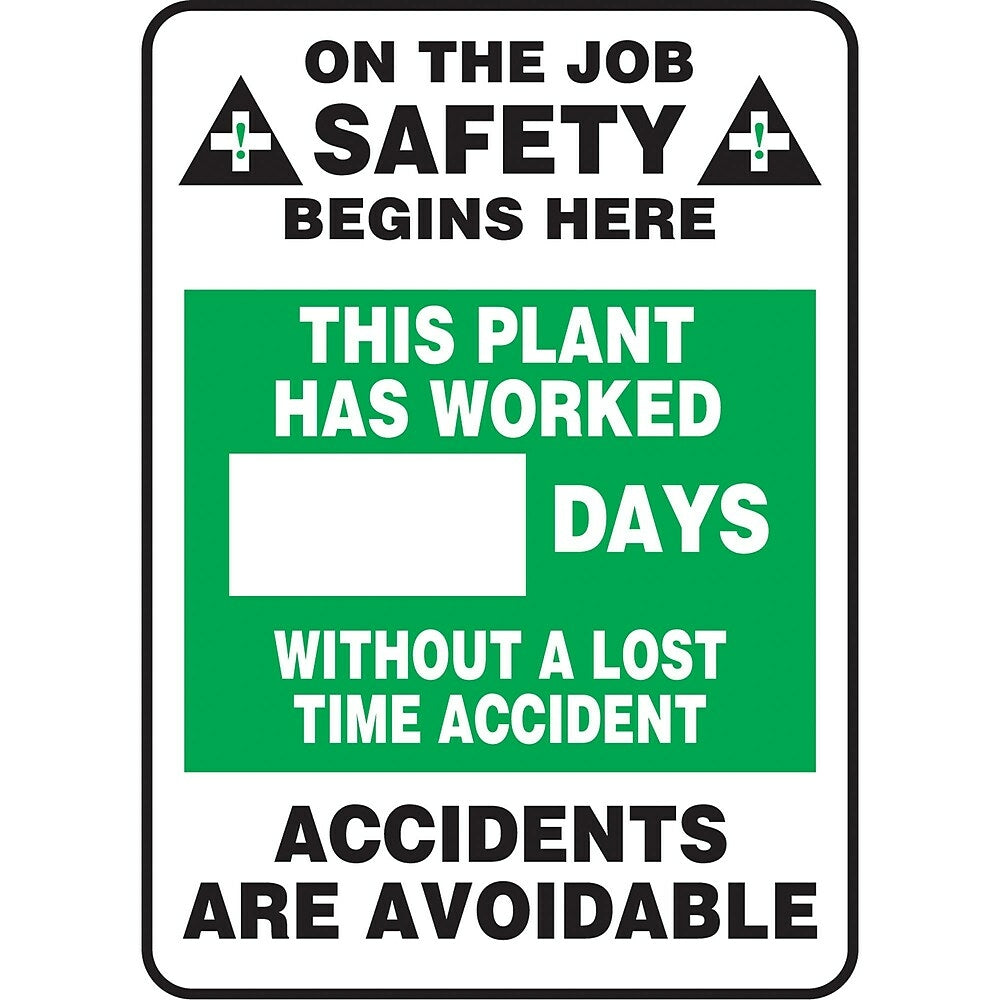 Image of Write-A-Day Scoreboards, This plant has worked XX days without a lost time accident, SAV221, White