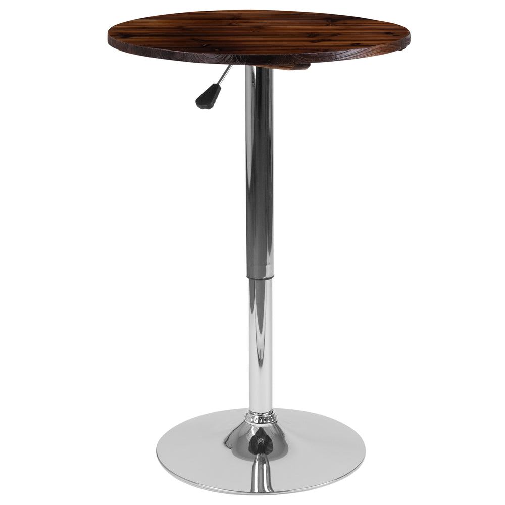 Image of Flash Furniture 23.5" Round Adjustable Height Rustic Pine Wood Table (Adjustable Range 26.25" - 35.5"), Brown