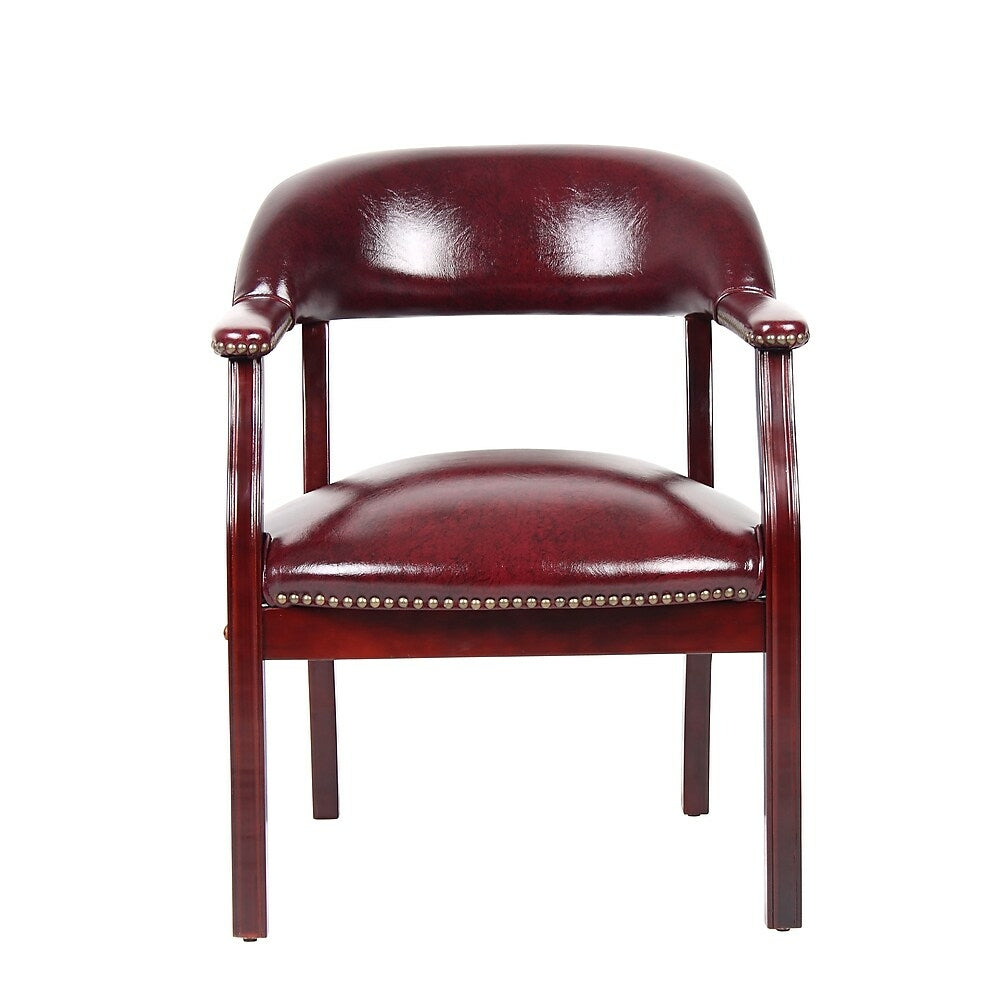 Image of Nicer Furniture Traditional Captain's Chair, Burgundy Vinyl Leather, Red