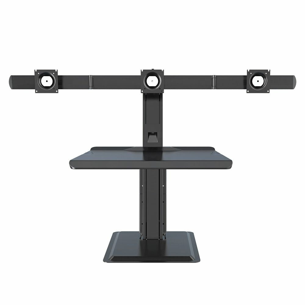 Image of Rocelco Triple Monitor Height-Adjustable Workstation With USB Charge Port - Black