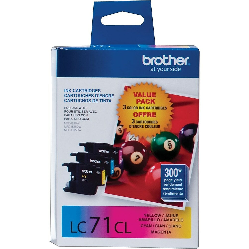 Image of Brother LC71 Colour Ink Cartridges, Combo Pack (LC713PKS), 3 Pack