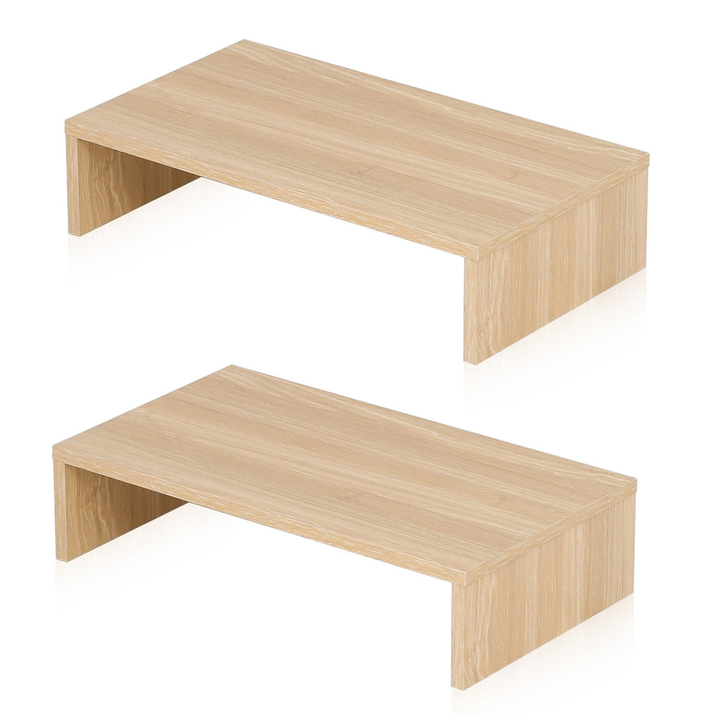 Image of FITUEYES Dual Monitor Stand - 16.7" Computer Monitor Riser - Oak - 2 Pack