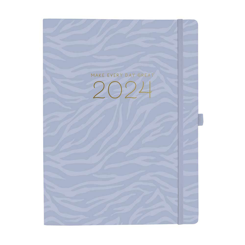 Image of Graphique de France 2024 Glossy Zebra Weekly Academic Spiral Vegan Leather Planner - 8" x 10" - Assorted - English