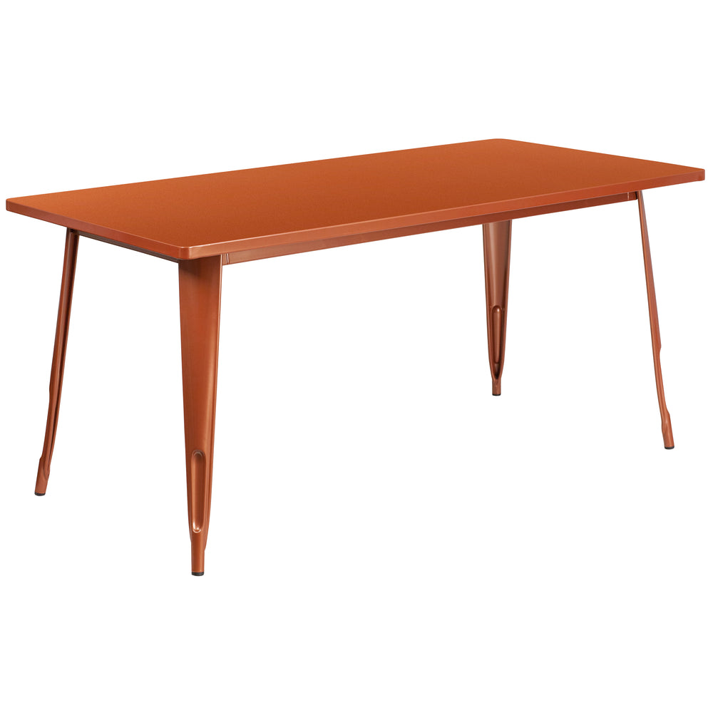 Image of Flash Furniture 31.5" x 63" Rectangular Copper Metal Indoor-Outdoor Table