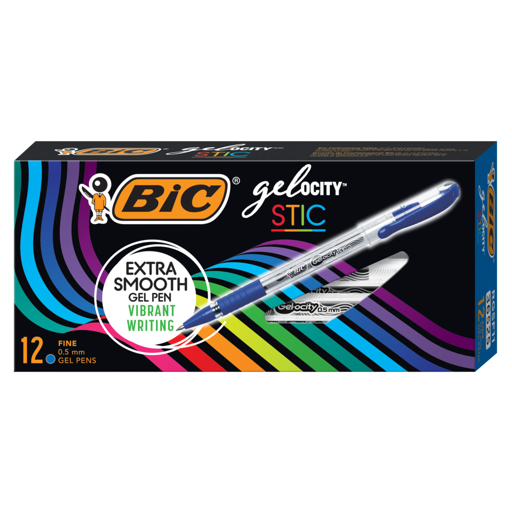 Image of BIC Gel-ocity Stic Gel Pens - 0.5mm - Blue - 12 Pack