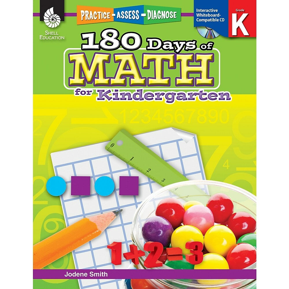 Image of Shell Education Practice, Assess, Diagnose (SEP50803) : 180 Days Of Math Book - Grade Kindergarten
