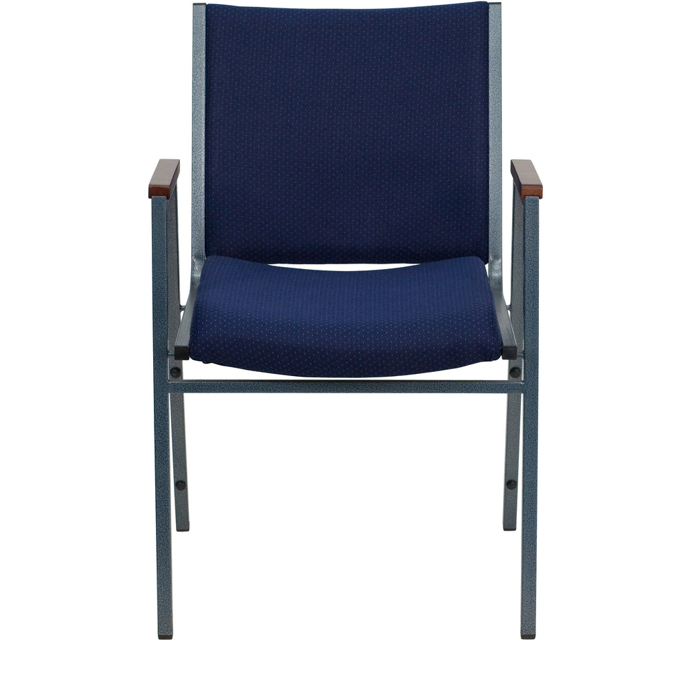 Image of Flash Furniture HERCULES Series Heavy Duty Dot Fabric Stack Chair with Arms - Navy Blue