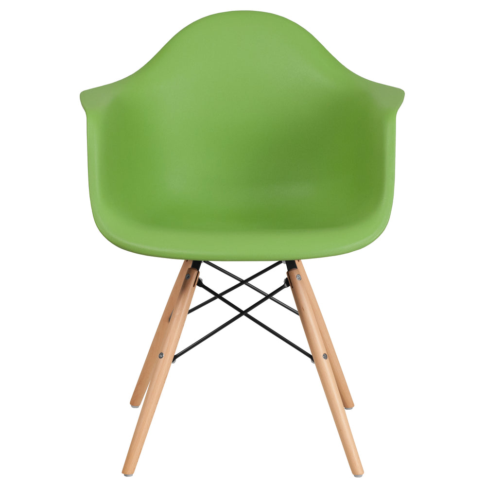 Image of Flash Furniture Alonza Series Green Plastic Chair with Wooden Legs