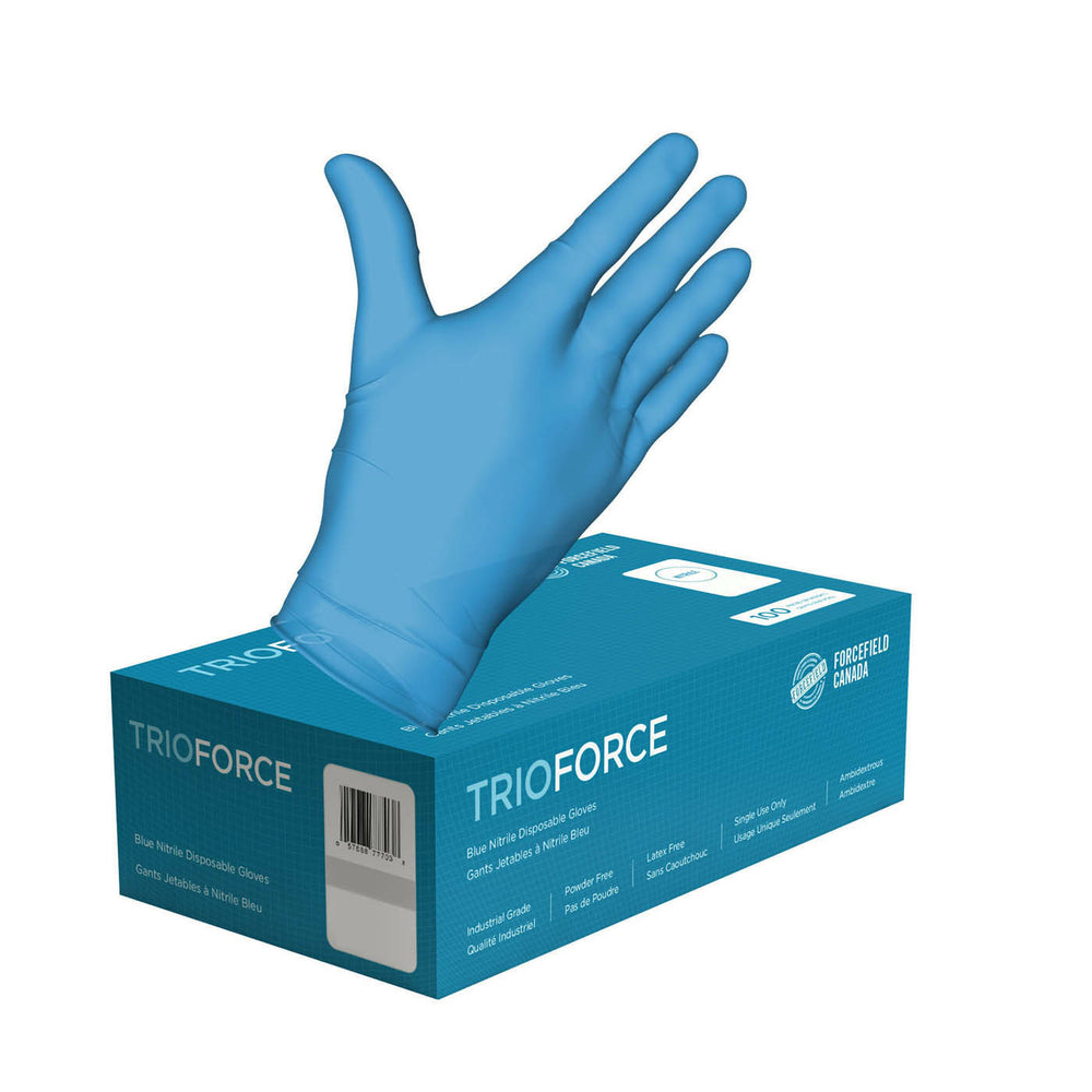 Image of Forcefield Trioforce Nitrile Powder-Free Gloves - Blue - Small - 1000 Pack