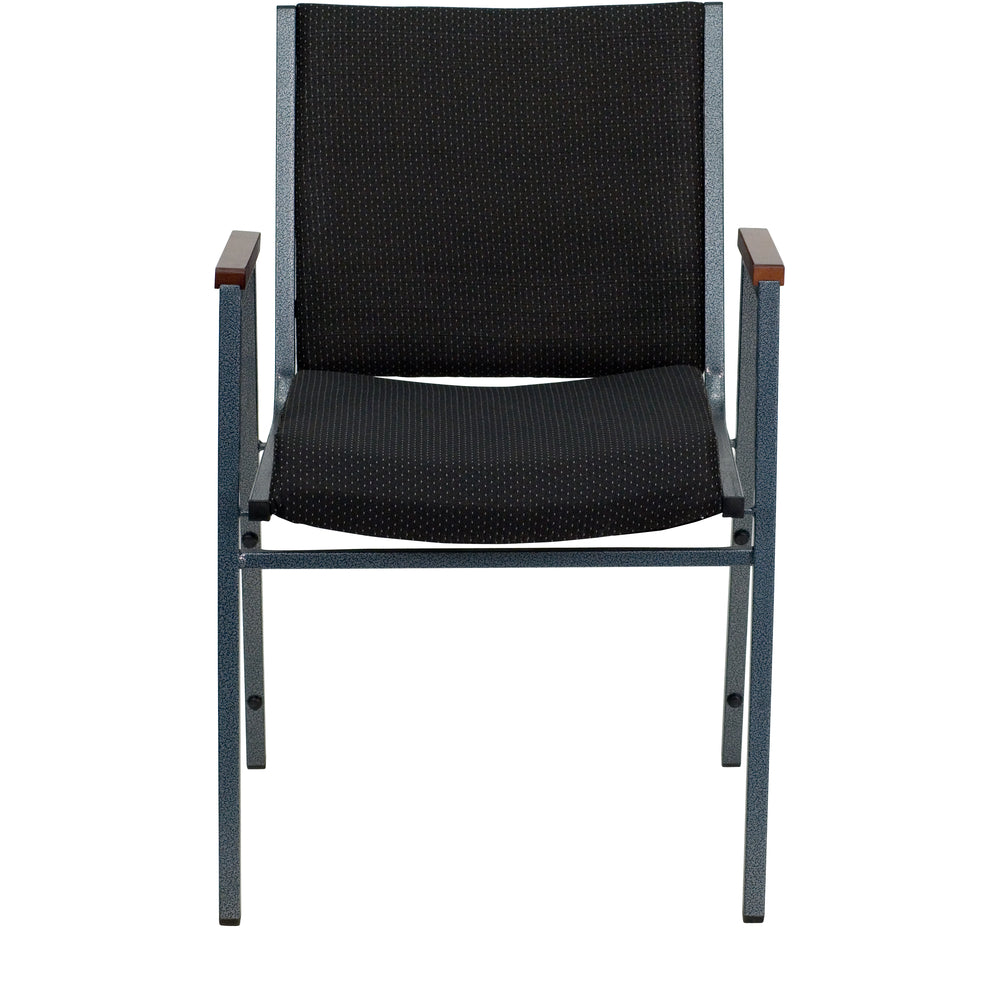 Image of Flash Furniture HERCULES Series Heavy Duty Black Dot Fabric Stack Chair with Arms