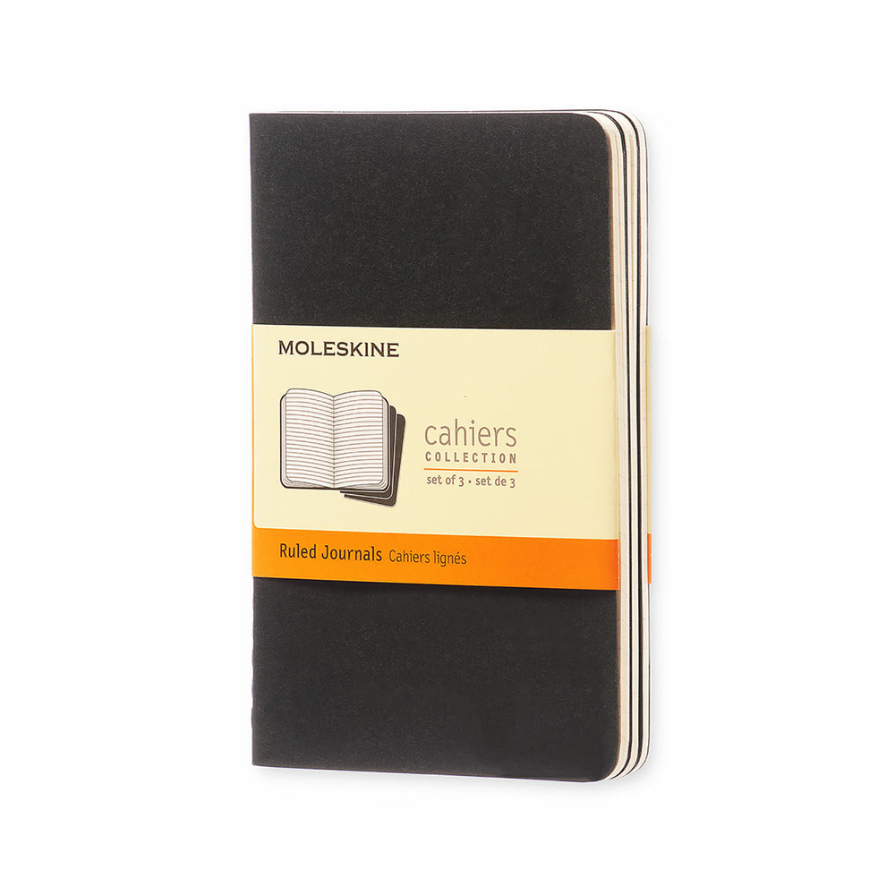 Image of Moleskine Cahier Black Pocket Ruled Journals, 3-1/2" x 5-1/2", 3 Pack