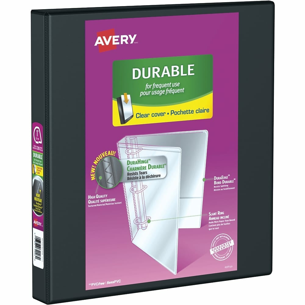 Image of Avery Durable View Binder, 1" Sized Slant D Rings, Black, (34003)