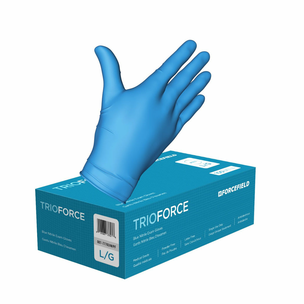 Image of Forcefield Trioforce Nitrile Powder-Free Gloves - Blue - Large - 1000 Pack