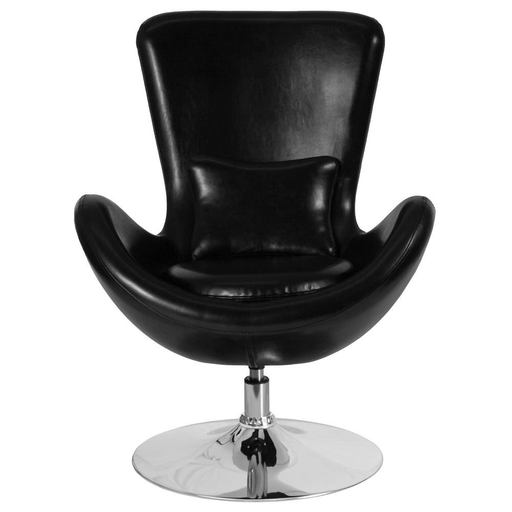 Image of Flash Furniture Egg Series Black Leather Side Reception Chair