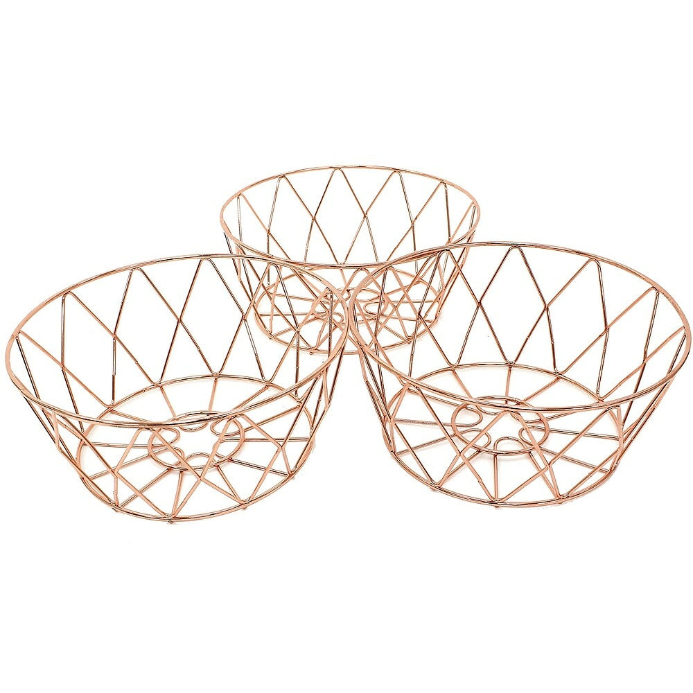 Image of Cathay Importers Copper Round Wire Basket, 10"diameter, 3 Pack