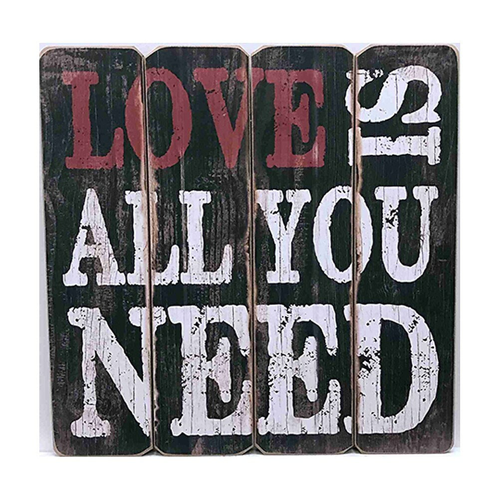 Image of Sign-A-Tology Love all you need Vintage Wooden Sign - 16" x 16"