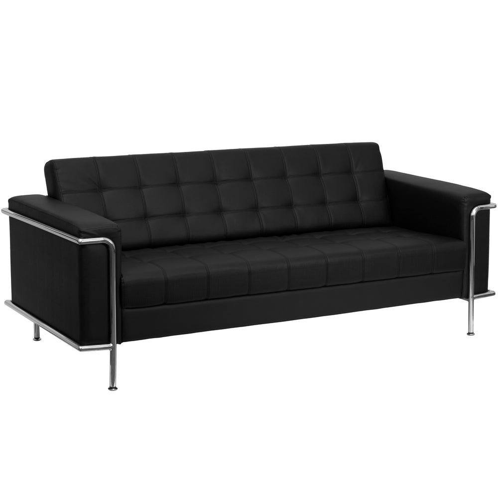 Image of Flash Furniture HERCULES Lesley Series Contemporary Black LeatherSoft Sofa with Encasing Frame