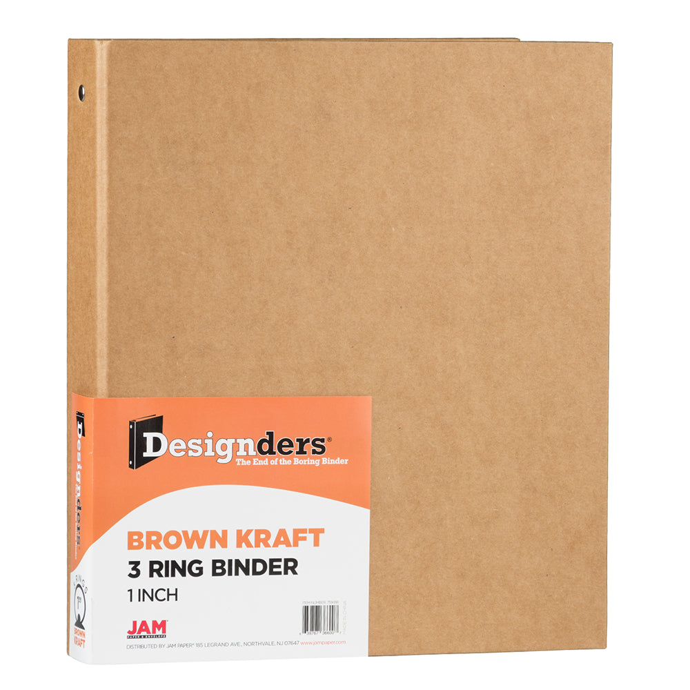 Image of JAM Paper Kraft 1" 3-Ring Recycled Binder - Natural, Brown_74094