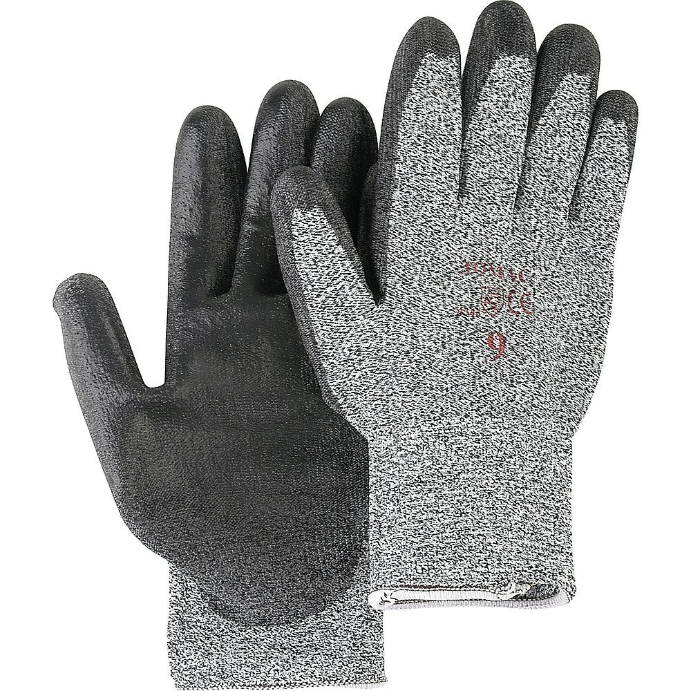 Image of Jomac Canada Salt & Pepper Knit Gloves With Black Palm Coating, Size Large/9 - 12 Pack