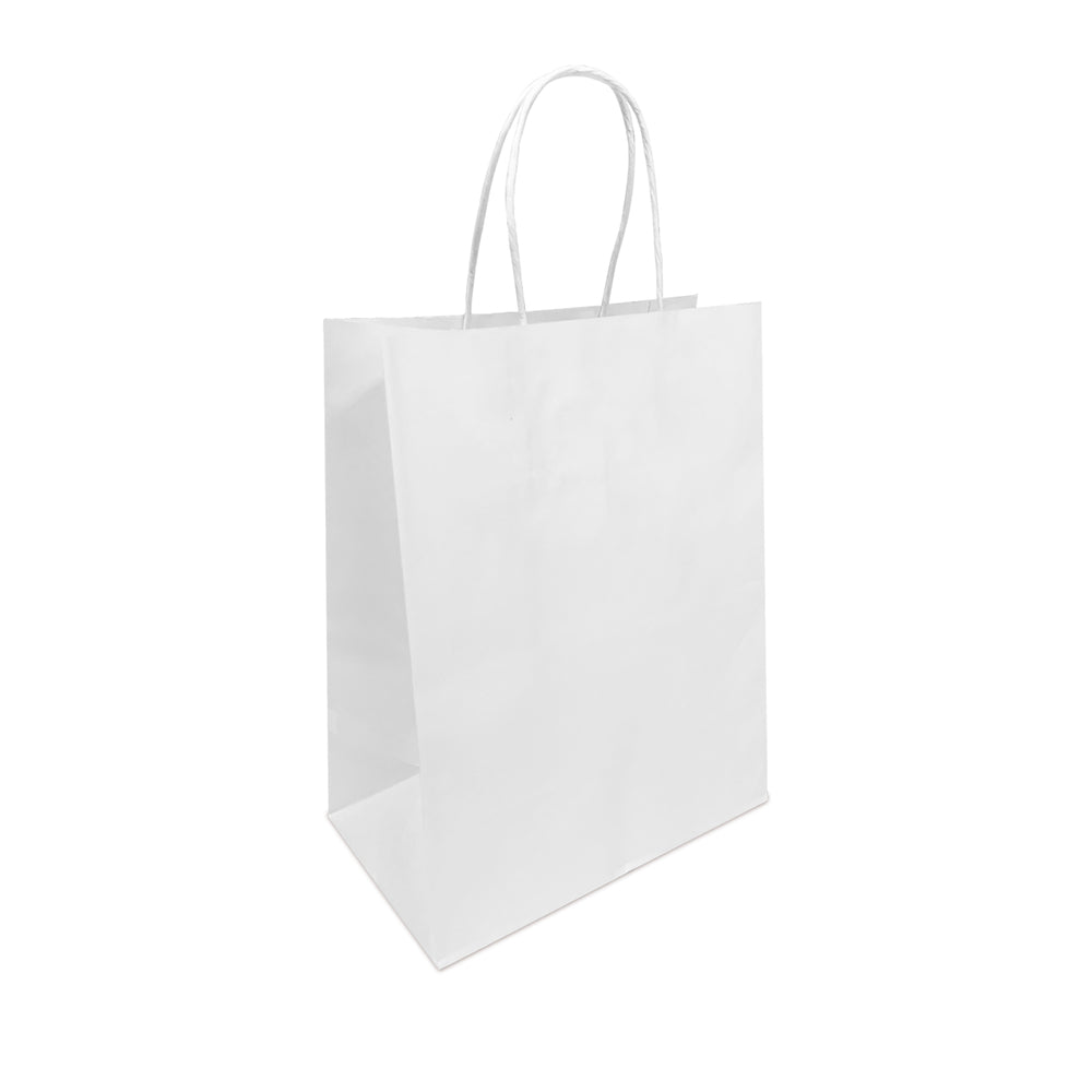 Image of Reliabag Paper Bags - Twist Handles - 8.5" W x 4.5" D x 10.25" H - White - 250 Pack