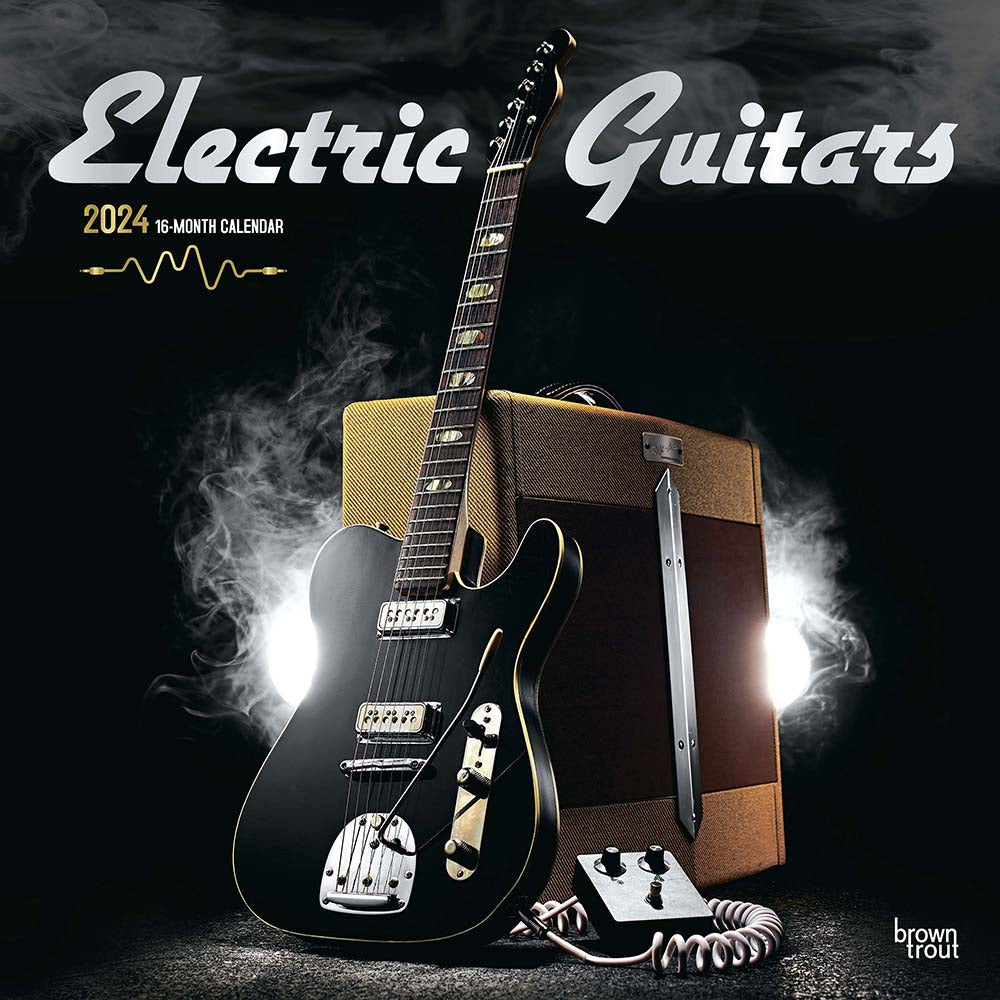 Image of BrownTrout 2024 Electric Guitars Monthly Square Wall Calendar - 12" x 12" - Assorted - English