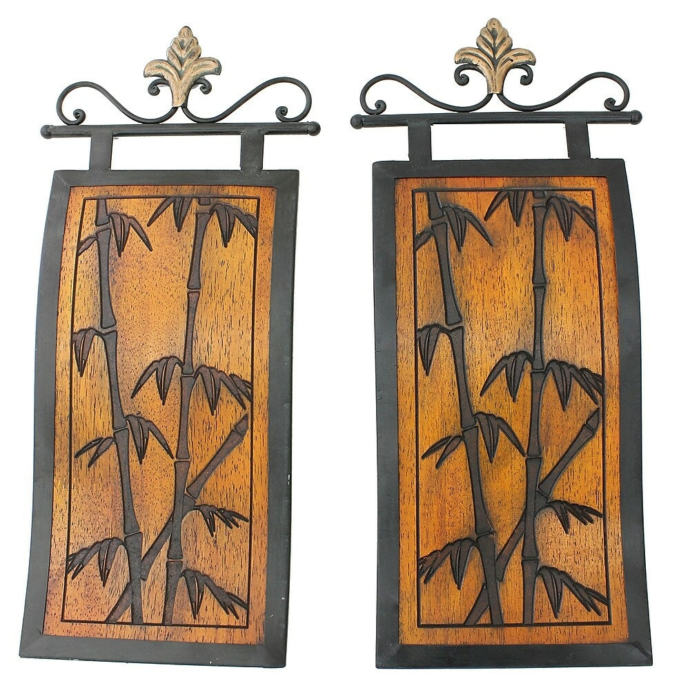 Image of Cathay Importers Bamboo And Metal Scroll Wall Decor (EC-22-0028), 2 Pack