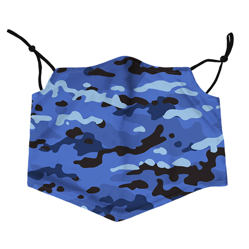 Image of Oliver's Labels 2-Ply Non-Medical Kids Scarf Face Mask - Blue Camo