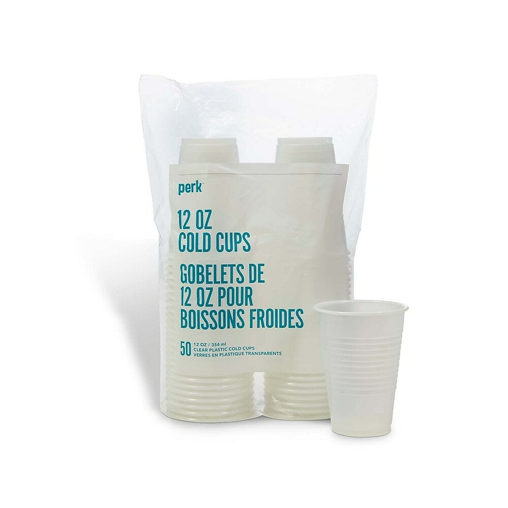 Image of Perk 12 oz. Plastic Cold Cups - Clear - 50 Pack