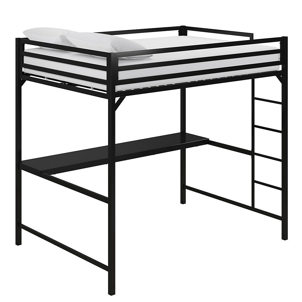 Image of DHP Miles Metal Full Loft Bed with Desk - Black