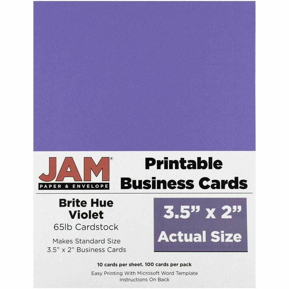 Image of JAM Paper Printable Business Cards - 3-1/2" x 2" - Violet Purple - 100 Pack