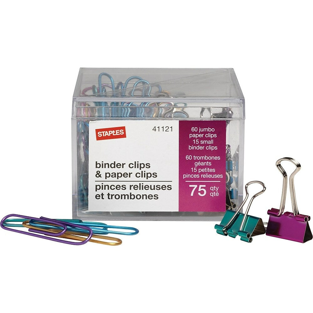 Image of Staples Binder Clips & Paper Clips Combo Pack - 75 Pack