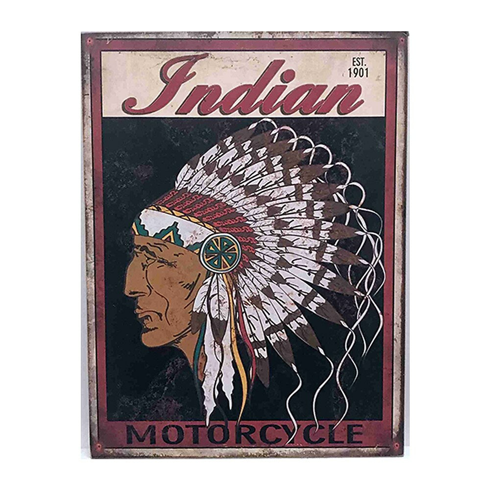 Image of Sign-A-Tology Indian Motorcycle Vintage Wooden Sign - 16" x 12"