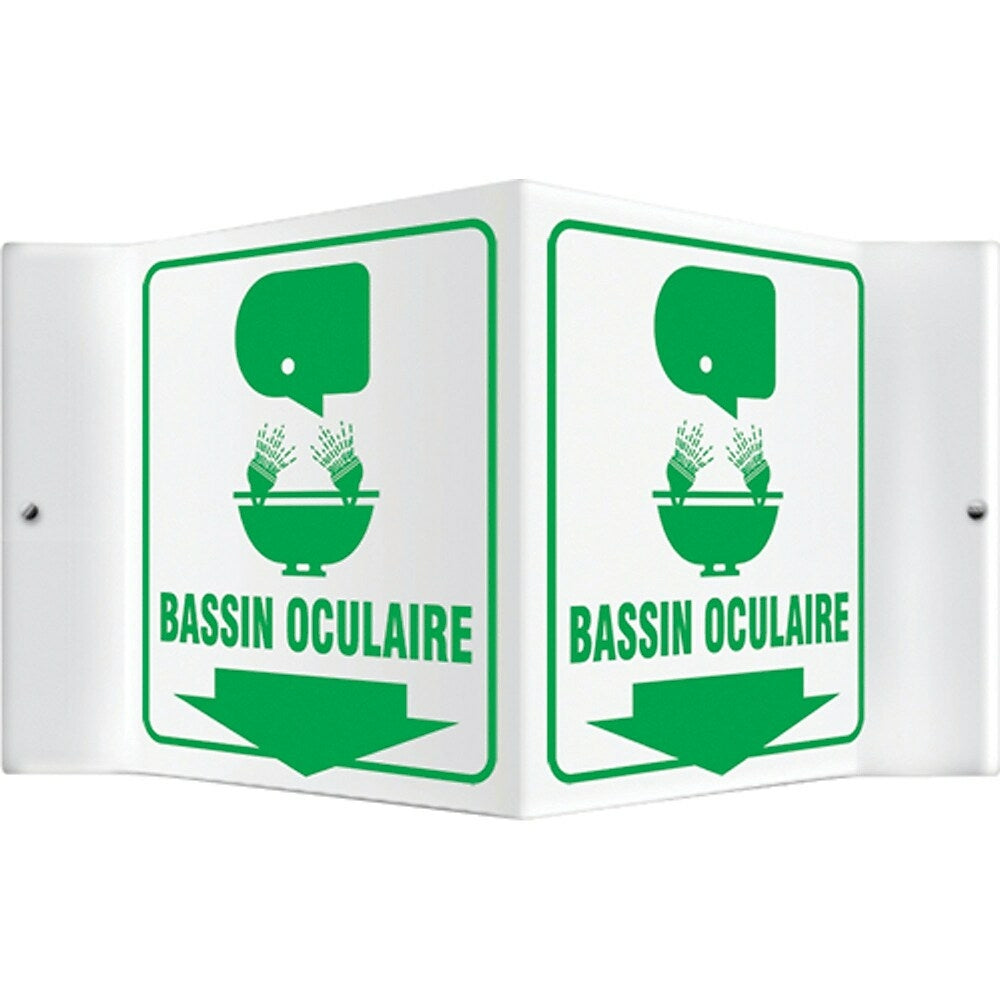 Image of Accuform Signs "Bassin Oculaire" Projection Sign, 6" x 8-1/2", Plastic, French With Pictogram