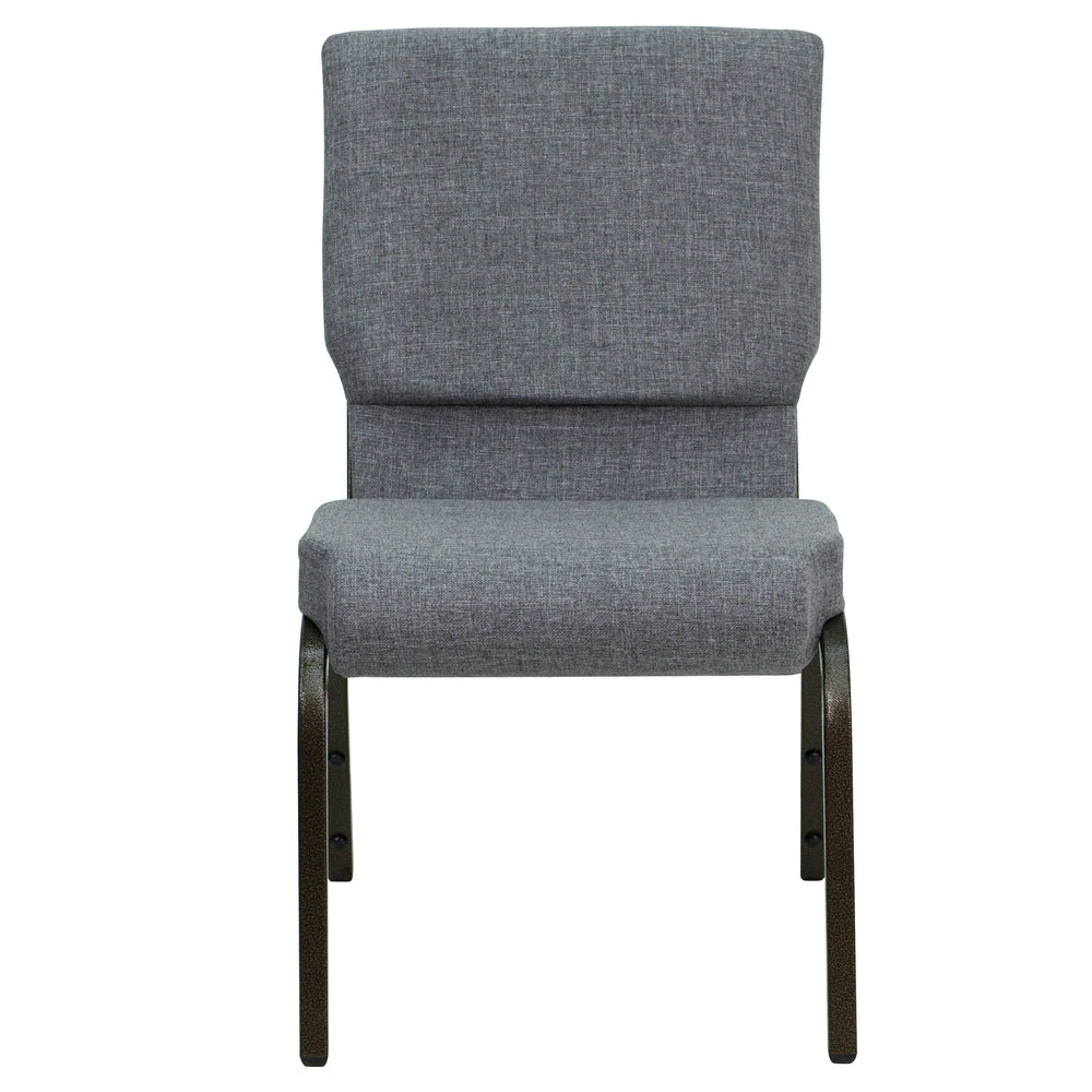 Image of Flash Furniture HERCULES Series 18.5"W Stacking Church Chair - Gold Vein Frame - Grey Fabric