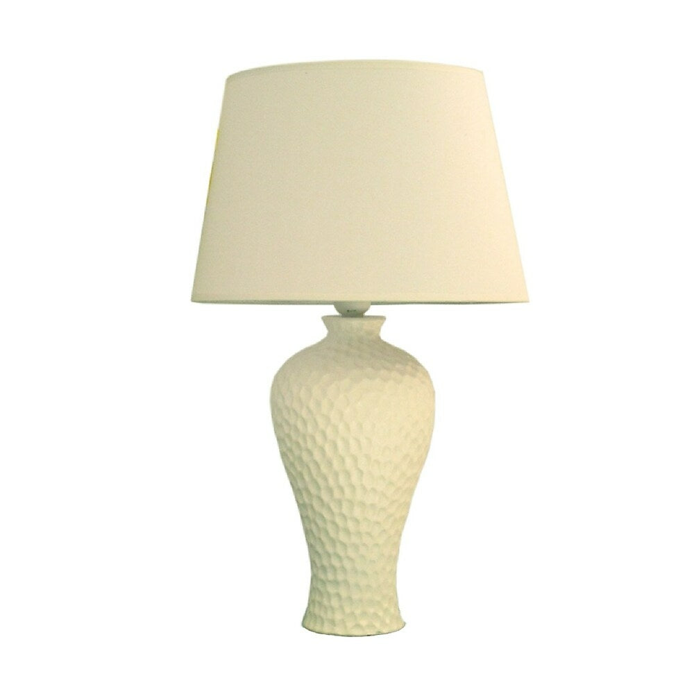 Image of Simple Designs Texturized Curvy Ceramic Table Lamp, White Finish