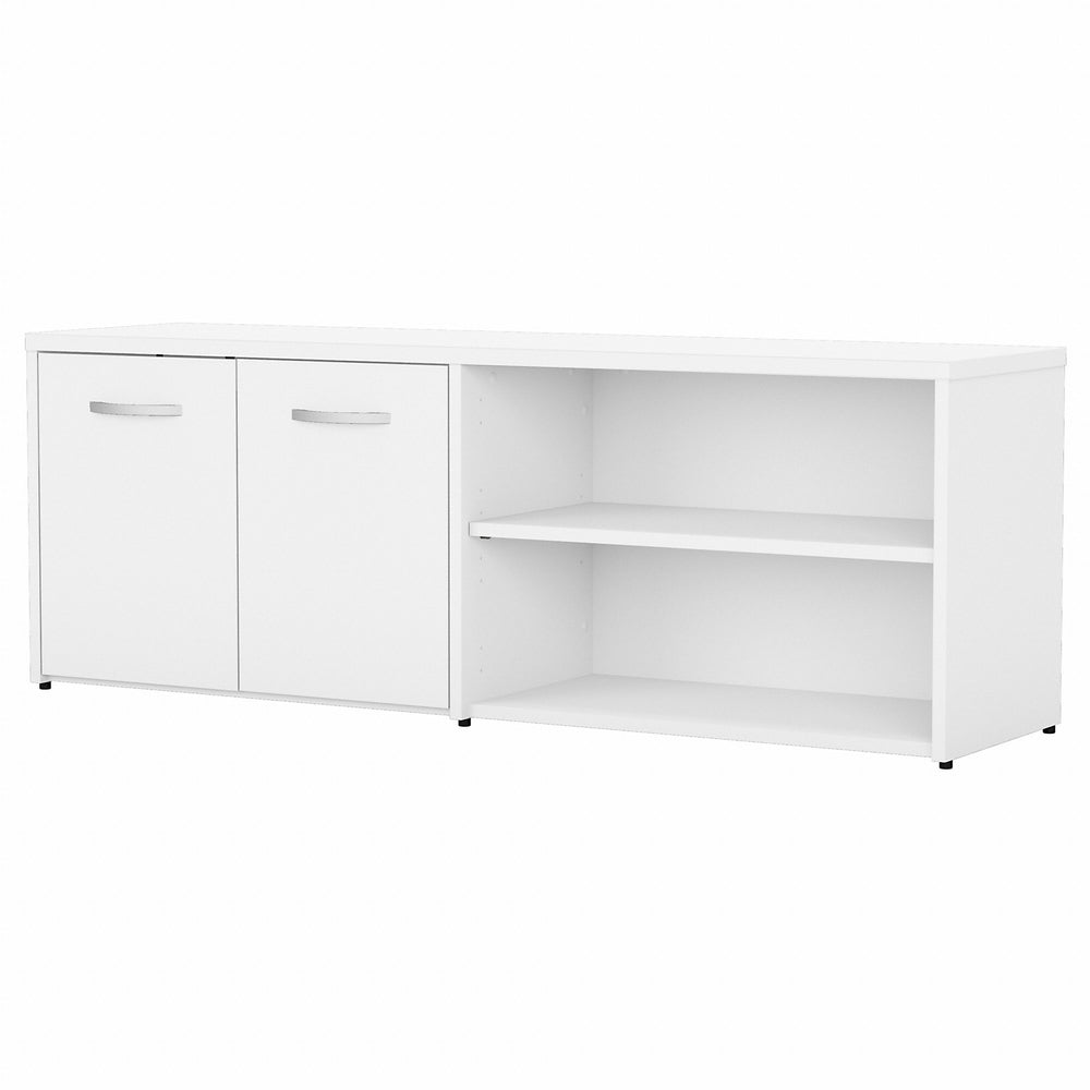 Image of Bush Business Furniture Studio C Low Storage Cabinet with Doors and Shelves - White, Grey