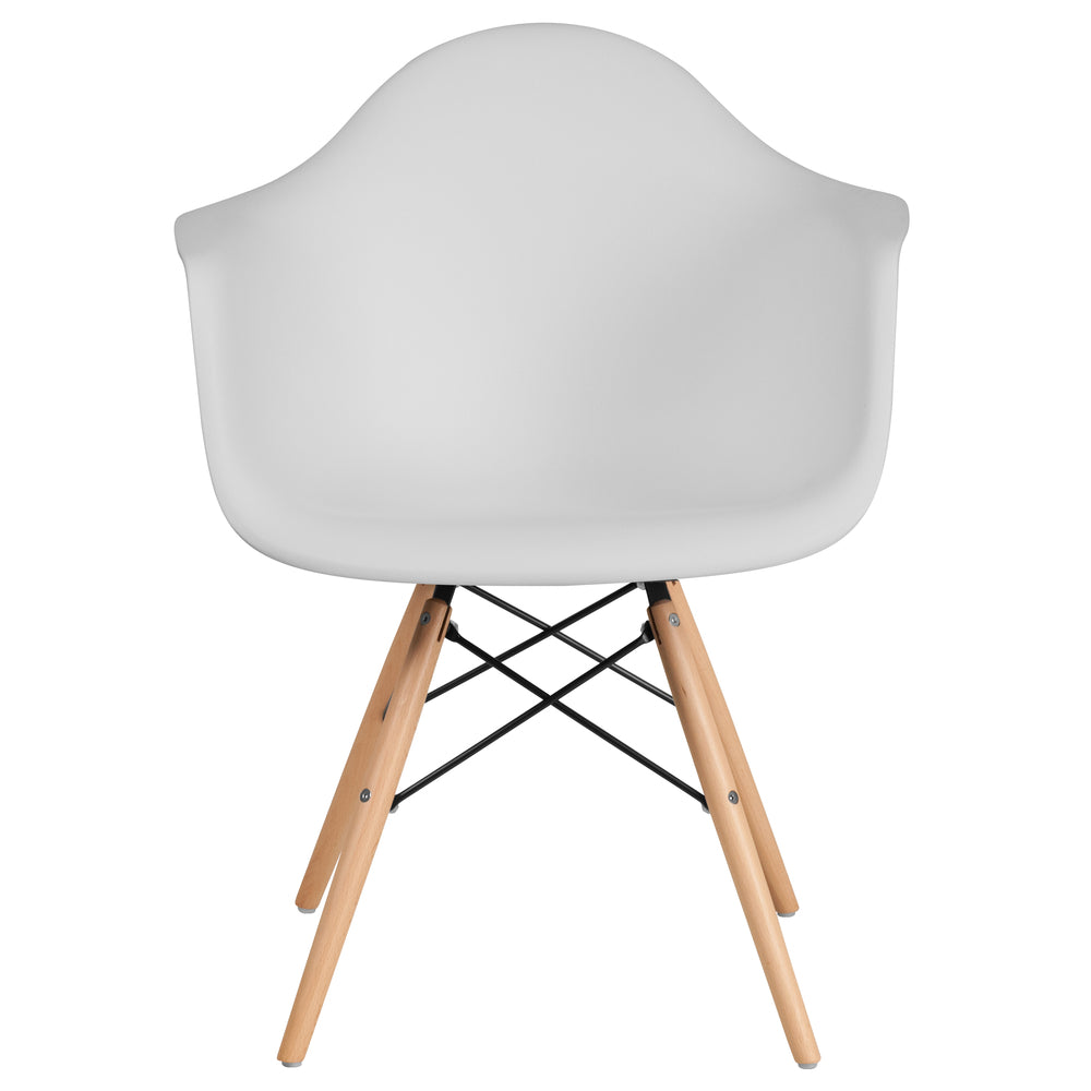 Image of Flash Furniture Alonza Series Plastic Chair with Wooden Legs - White