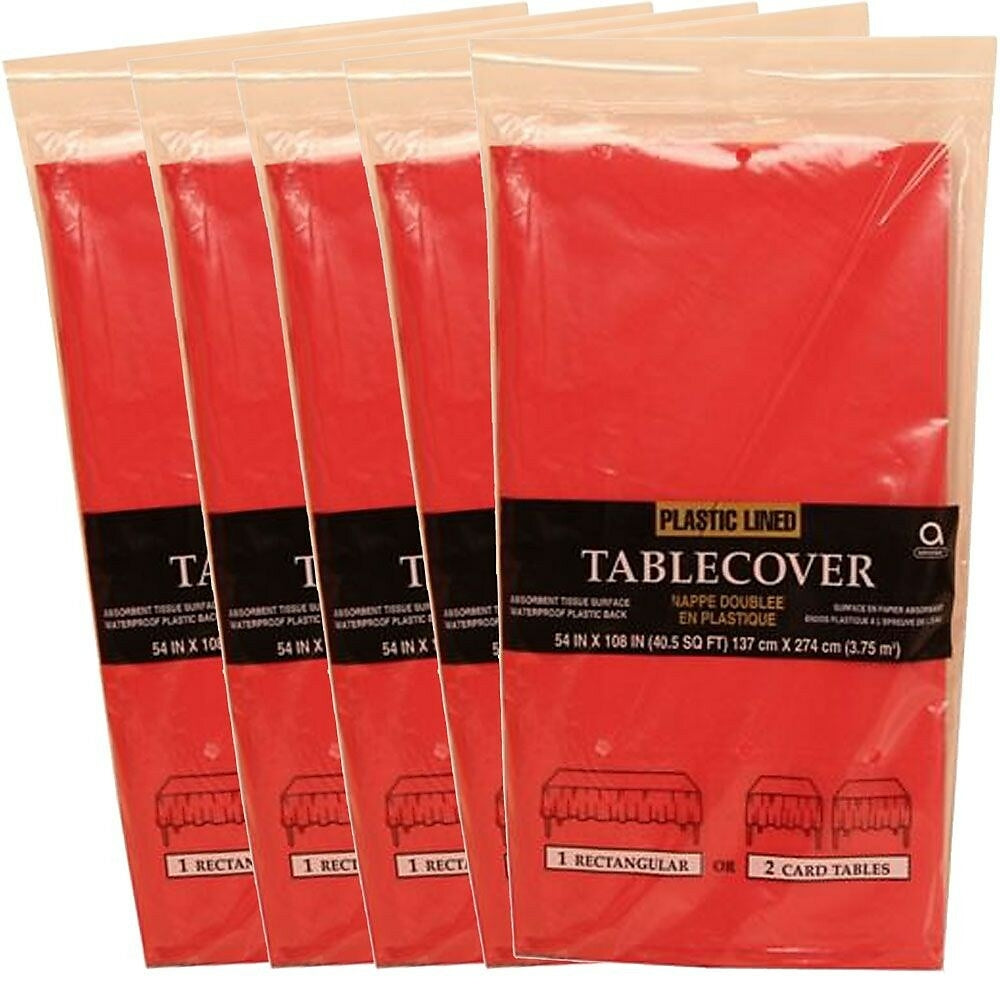 Image of JAM Paper Paper Table Covers, Red Table Cloths, 5 Pack