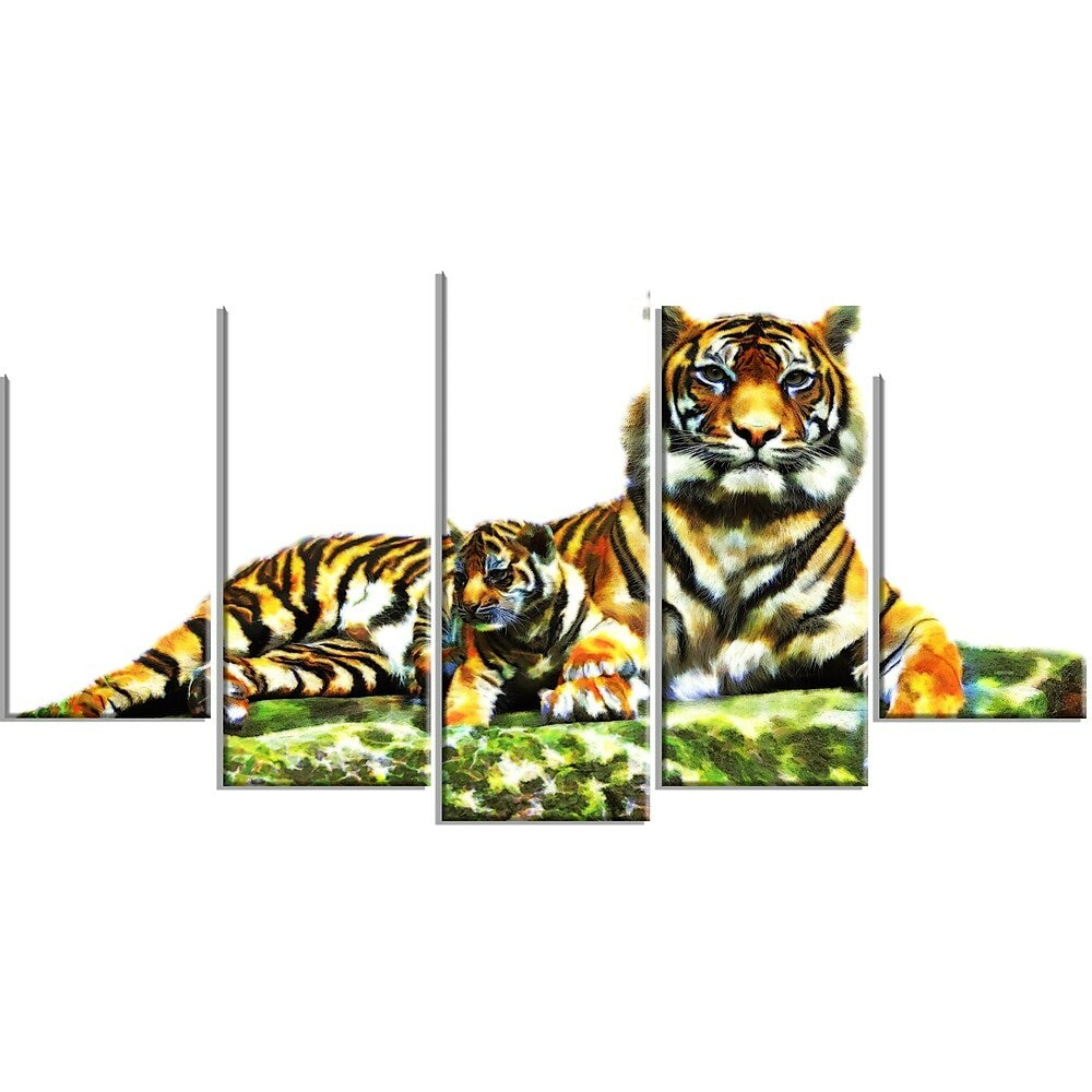 Image of Designart Soft Tigers Large Animal Canvas Artwork, (PT2363-373)