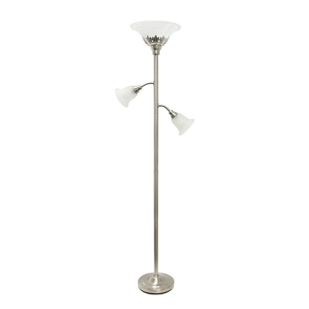 Image of Elegant Designs 3 Light Floor Lamp, Scalloped Glass Shades, Brushed Nickel (LF2002-BSN)