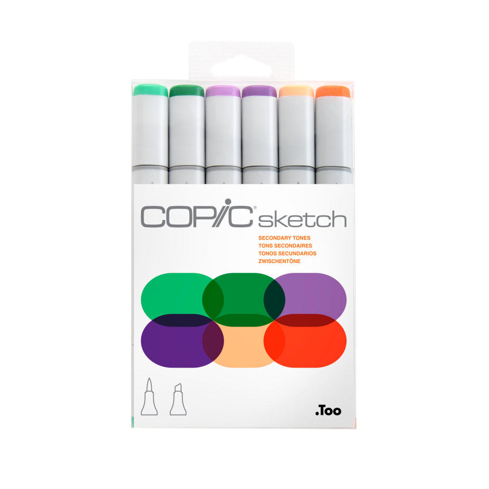 Image of Copic Sketch Dual Tipped Ink Markers - Secondary Tones - Set of 6, Assorted