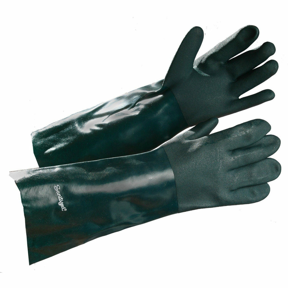 Image of Forcefield Double-Dipped Premium PVC Coated Chemical Resistant Gloves - 14" - Green