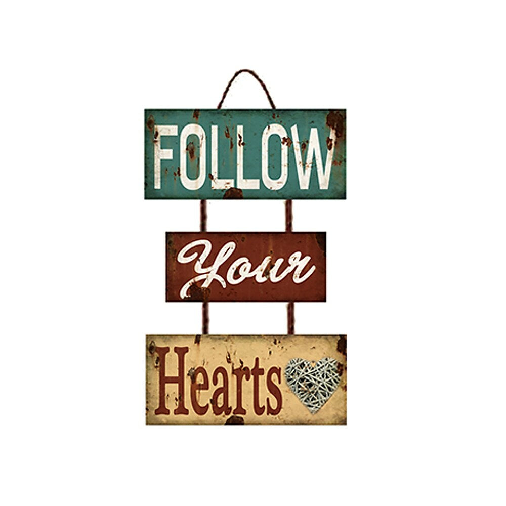 Image of Sign-A-Tology Follow Your Hearts Vintage Wooden Sign - 8" x 3.5"