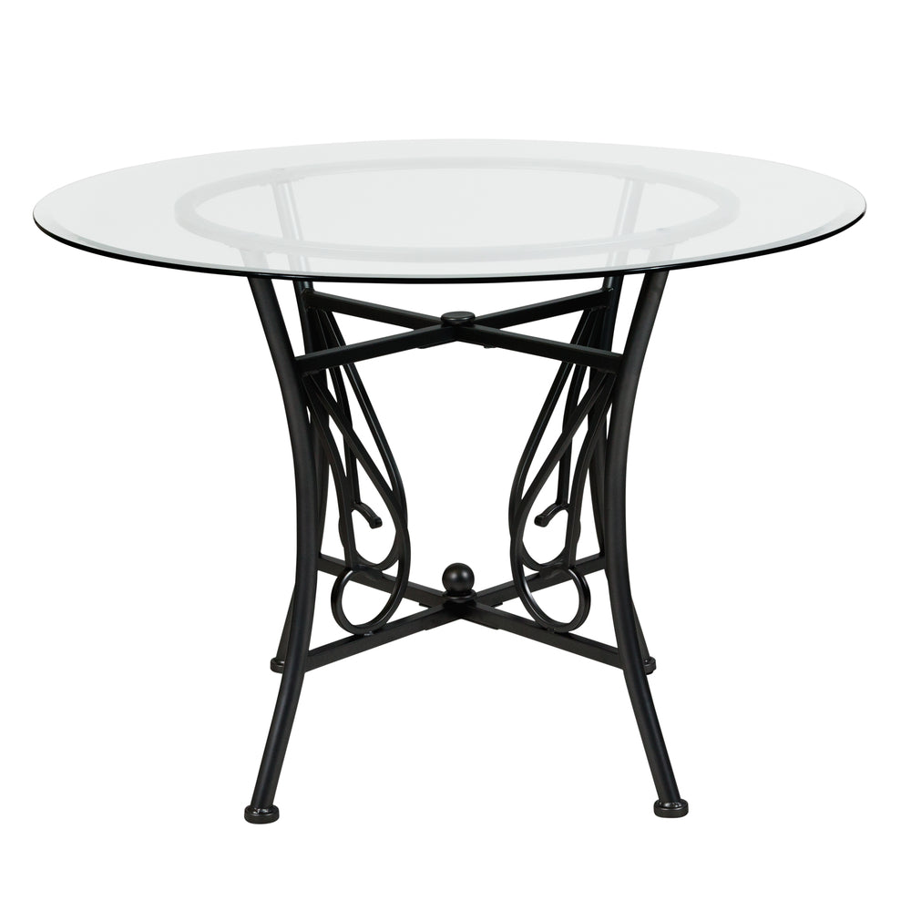 Image of Flash Furniture Princeton 42" Round Glass Dining Table with Black Metal Frame