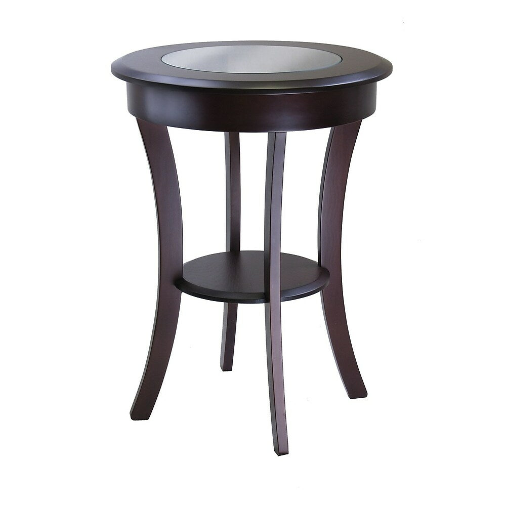 Image of Winsome Cassie Round Accent Table With Glass, Cappuccino, Brown