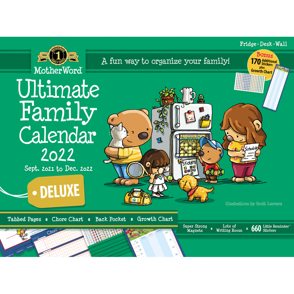 Motherword 2021/2022 Deluxe Ultimate Family Fridge Calendar - 18" X 13-1/2" - English | Staples.ca