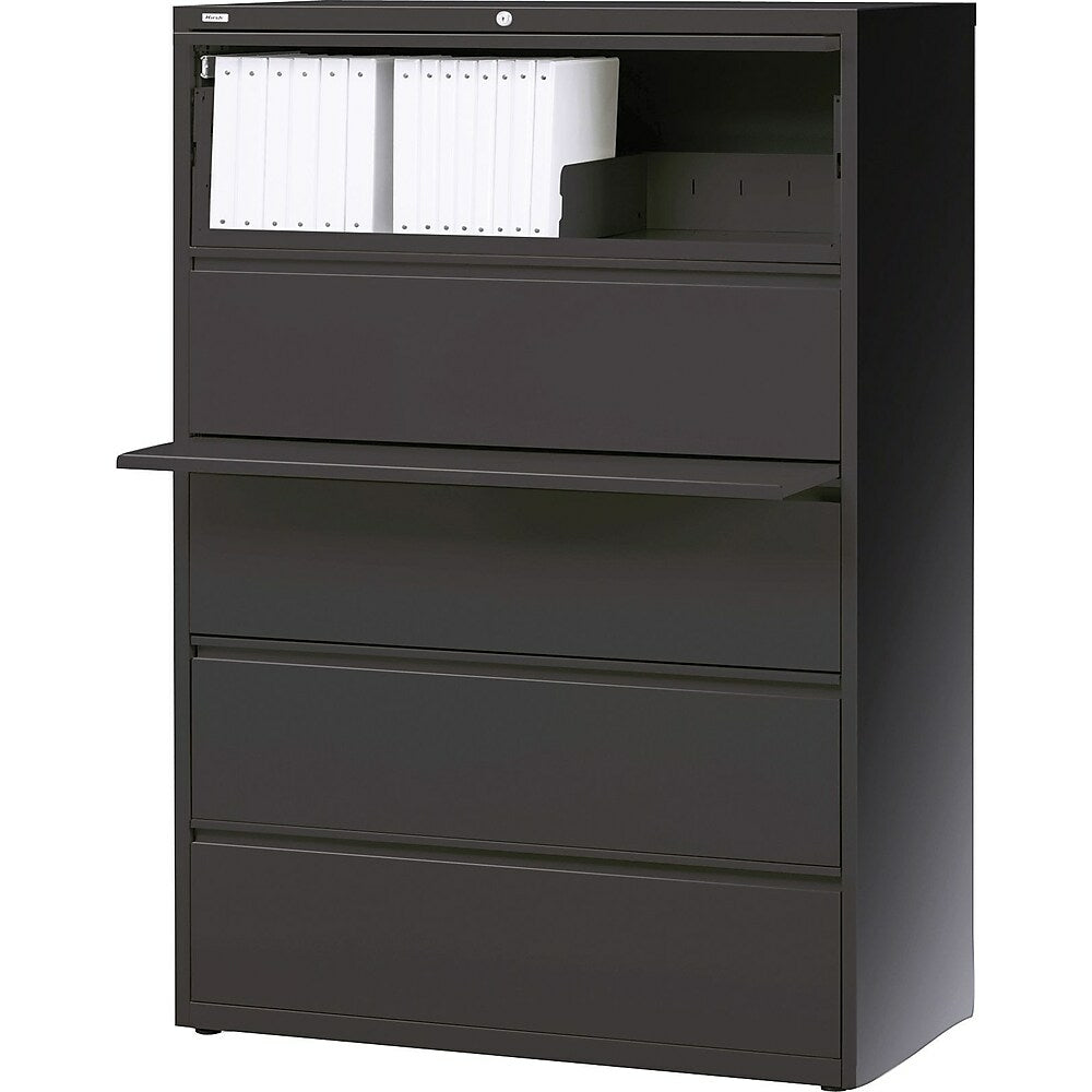 Image of Hirsh HL10000 Series 5-Drawer Lateral File Cabinet, Charcoal, Black