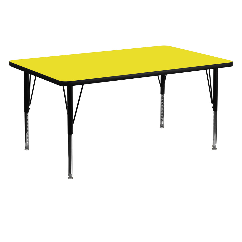 Image of Flash Furniture 30"W x 60"L Rectangle Activity Table with 1.25" High Pressure Top and Adjustable Pre-School Legs, Yellow