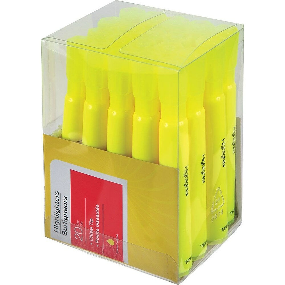 Image of Chisel Tip Tank-Style Highlighters - Yellow - 20 Pack